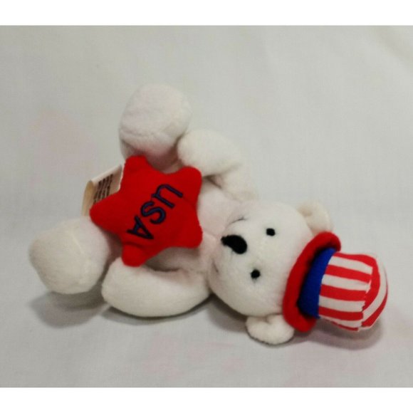 Teddy Bear Patriotic USA Plush Stuffed Animal 5" OTC Red White Blue Star - Picture 5 of 9